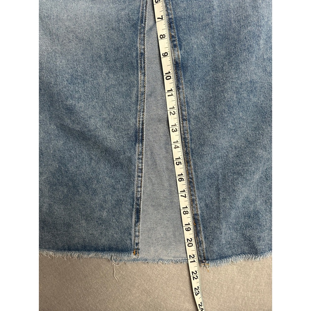 Pilcro Anthropologie Denim Maxi Skirt Light Wash Raw Hem Front Slit Size 10 - Picture 6 of 7